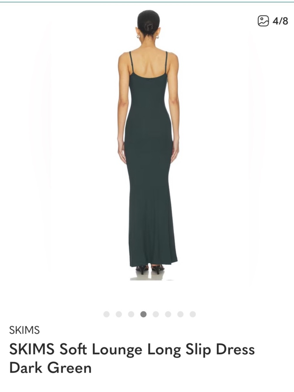 SKIMS Long Slip Dress in Deep Green